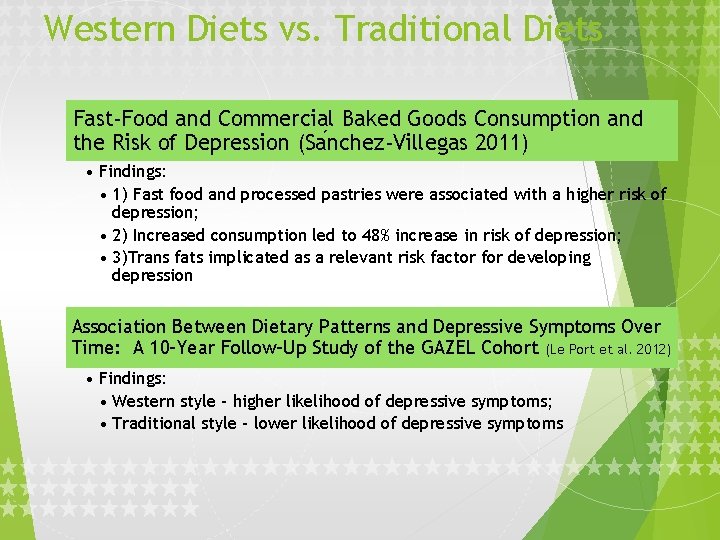 Western Diets vs. Traditional Diets Fast-Food and Commercial Baked Goods Consumption and the Risk