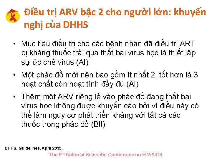 Điều trị ARV bậc 2 cho người lớn: khuyến nghị của DHHS • Mục