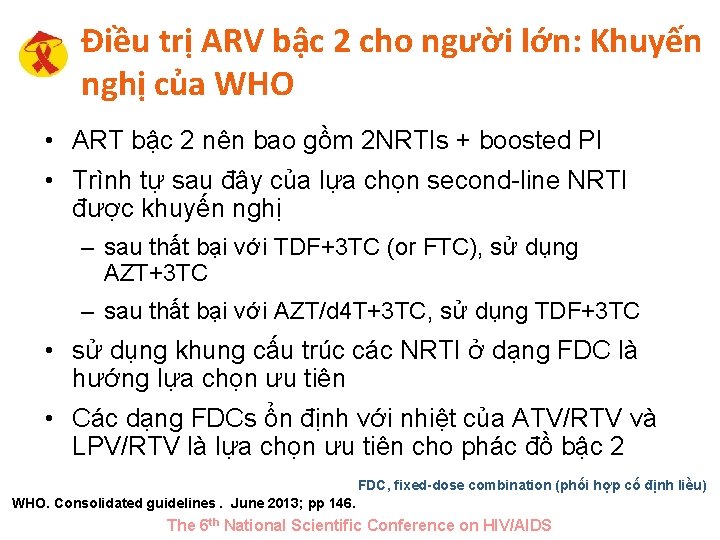 Điều trị ARV bậc 2 cho người lớn: Khuyến nghị của WHO • ART