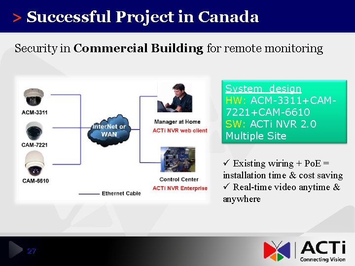 > Successful Project in Canada Security in Commercial Building for remote monitoring System design