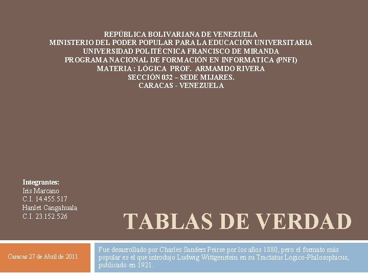 REPÚBLICA BOLIVARIANA DE VENEZUELA MINISTERIO DEL PODER POPULAR PARA LA EDUCACIÓN UNIVERSITARIA UNIVERSIDAD POLITÉCNICA