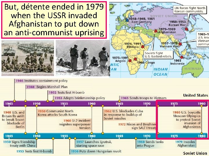 But, détente ended in 1979 when the USSR invaded Afghanistan to put down an