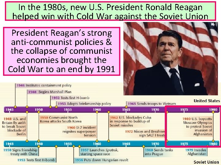 In the 1980 s, new U. S. President Ronald Reagan helped win with Cold
