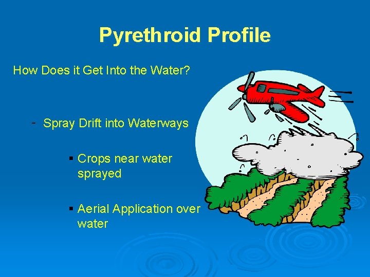 Pyrethroid Profile How Does it Get Into the Water? - Spray Drift into Waterways