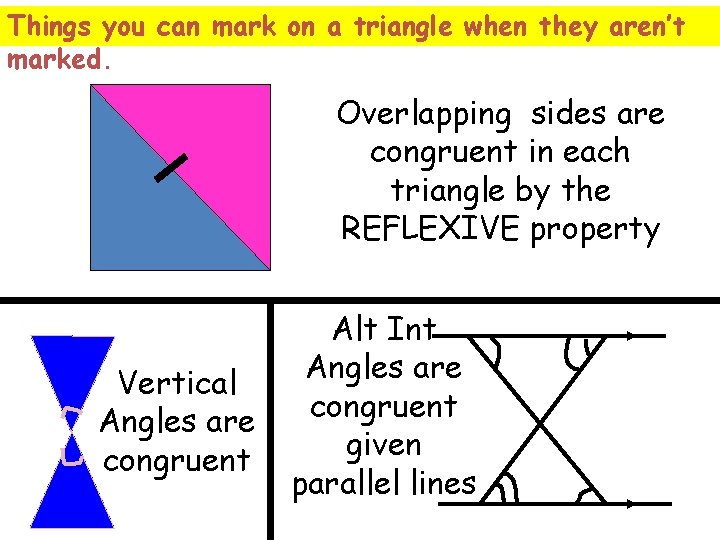 Things you can mark on a triangle when they aren’t marked. Overlapping sides are