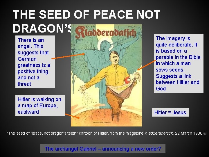 THE SEED OF PEACE NOT DRAGON’S TEETH There is an angel. This suggests that