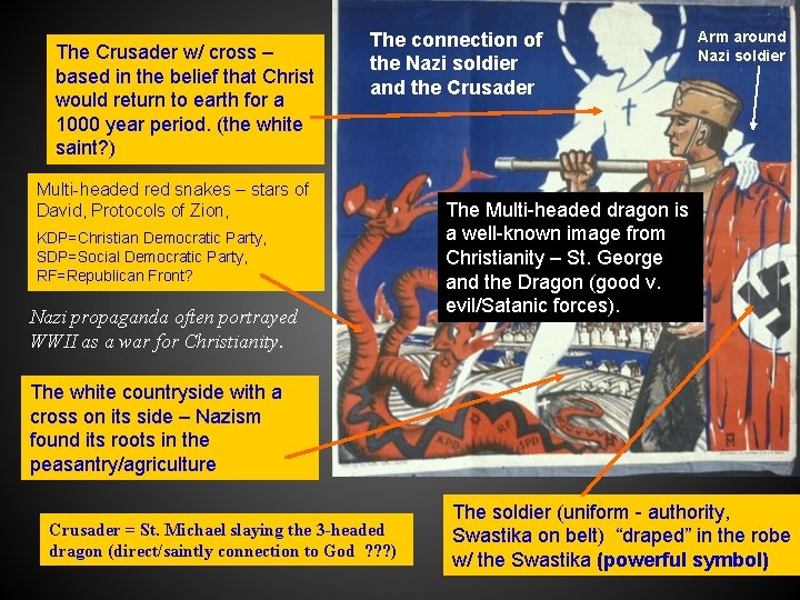 The Crusader w/ cross – based in the belief that Christ would return to