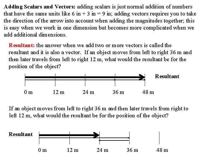 Adding Scalars and Vectors: adding scalars is just normal addition of numbers that have