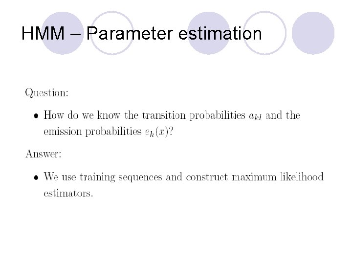 HMM – Parameter estimation 