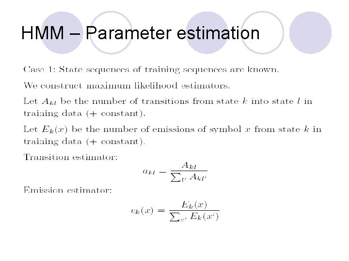 HMM – Parameter estimation 