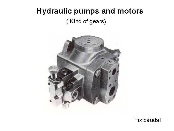 Hydraulic pumps and motors ( Kind of gears) Fix caudal 