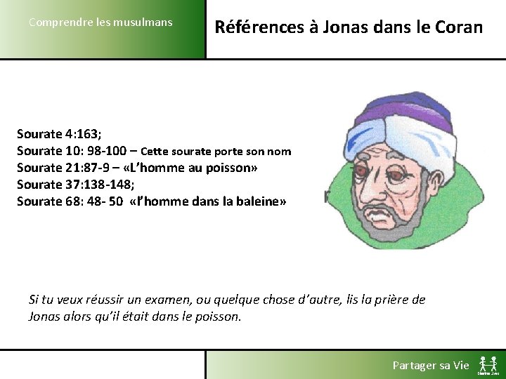Comprendre les musulmans Références à Jonas dans le Coran Sourate 4: 163; Sourate 10: