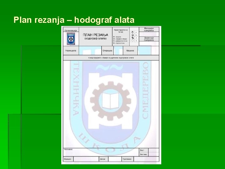 Plan rezanja – hodograf alata 