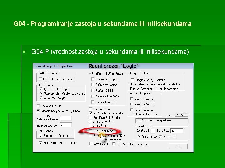 G 04 - Programiranje zastoja u sekundama ili milisekundama § G 04 P (vrednost