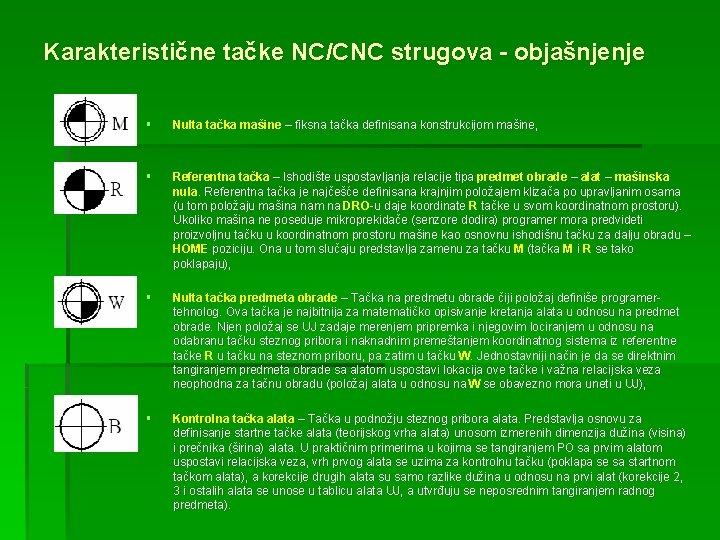 Karakteristične tačke NC/CNC strugova - objašnjenje § Nulta tačka mašine – fiksna tačka definisana