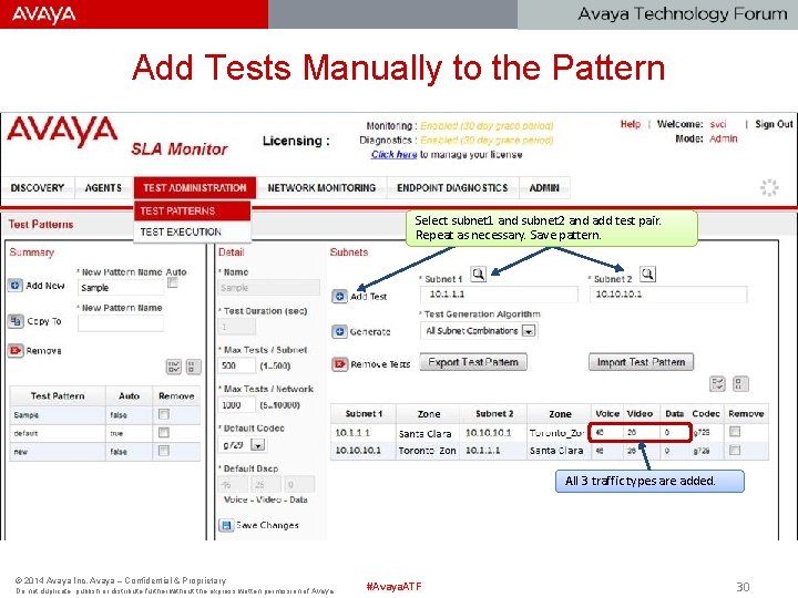 Add Tests Manually to the Pattern Select subnet 1 and subnet 2 and add