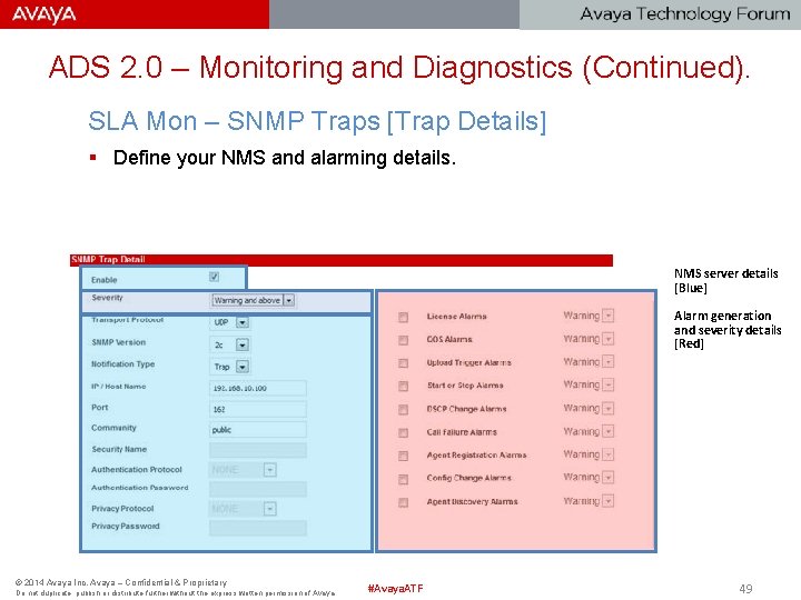 ADS 2. 0 – Monitoring and Diagnostics (Continued). SLA Mon – SNMP Traps [Trap