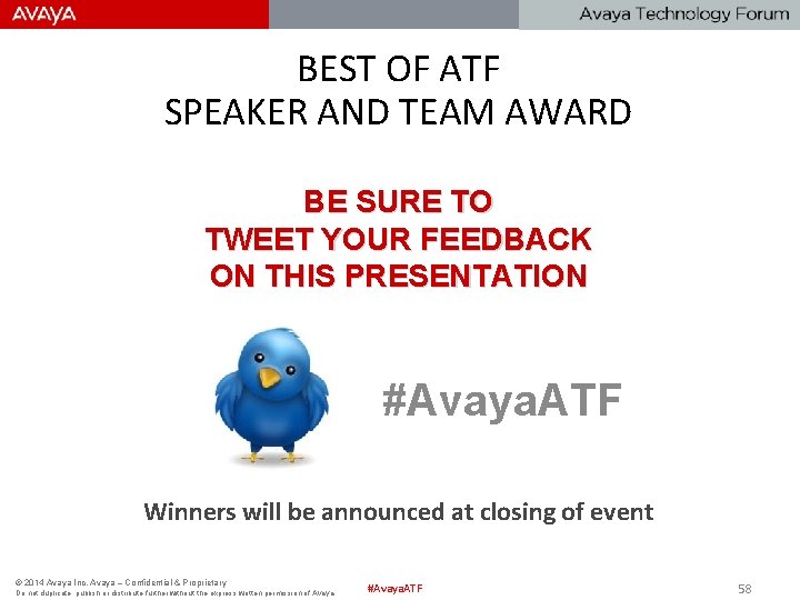 BEST OF ATF SPEAKER AND TEAM AWARD BE SURE TO TWEET YOUR FEEDBACK ON