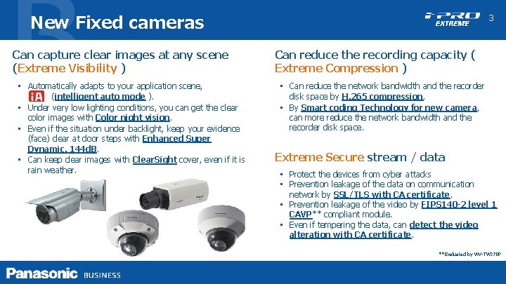 New Fixed cameras Can capture clear images at any scene (Extreme Visibility ) •