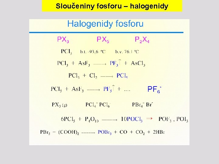 Sloučeniny fosforu – halogenidy 