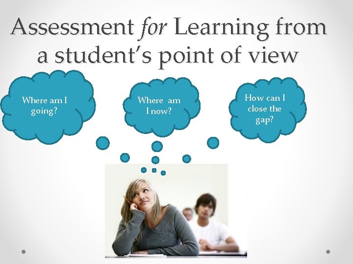 Assessment for Learning from a student’s point of view Where am I going? Where