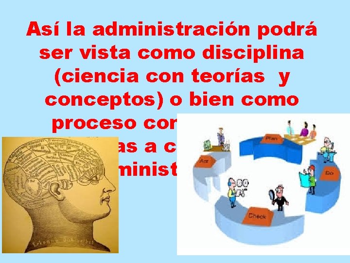Así la administración podrá ser vista como disciplina (ciencia con teorías y conceptos) o Así la administración podrá ser vista como disciplina (ciencia con teorías y conceptos) o