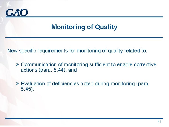 Monitoring of Quality New specific requirements for monitoring of quality related to: Ø Communication Monitoring of Quality New specific requirements for monitoring of quality related to: Ø Communication