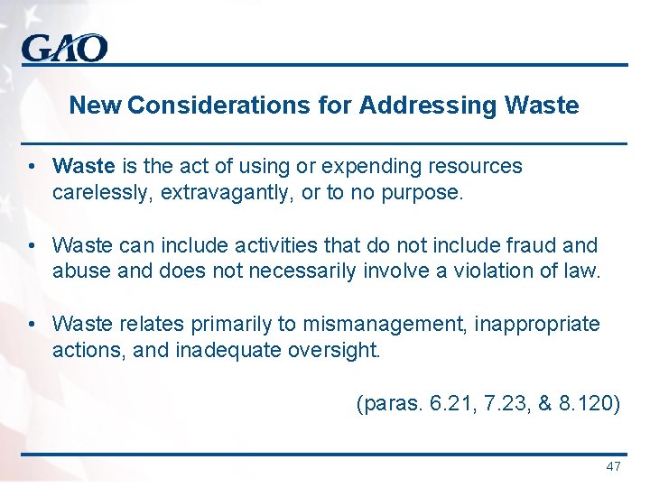 New Considerations for Addressing Waste • Waste is the act of using or expending New Considerations for Addressing Waste • Waste is the act of using or expending