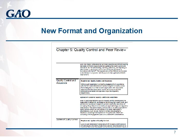 New Format and Organization 7 New Format and Organization 7