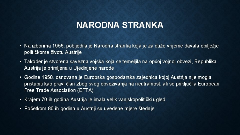 NARODNA STRANKA • Na izborima 1956. pobijedila je Narodna stranka koja je za duže