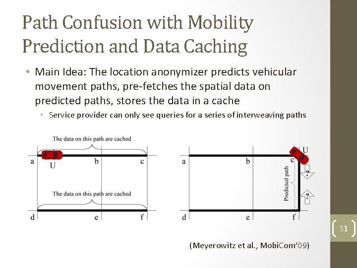 Path Confusion with Mobility Prediction and Data Caching • Main Idea: The location anonymizer Path Confusion with Mobility Prediction and Data Caching • Main Idea: The location anonymizer