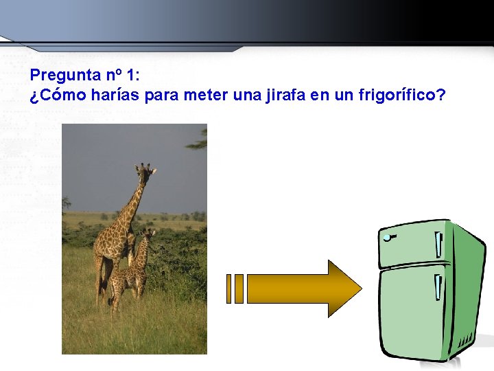 Pregunta nº 1: ¿Cómo harías para meter una jirafa en un frigorífico? 
