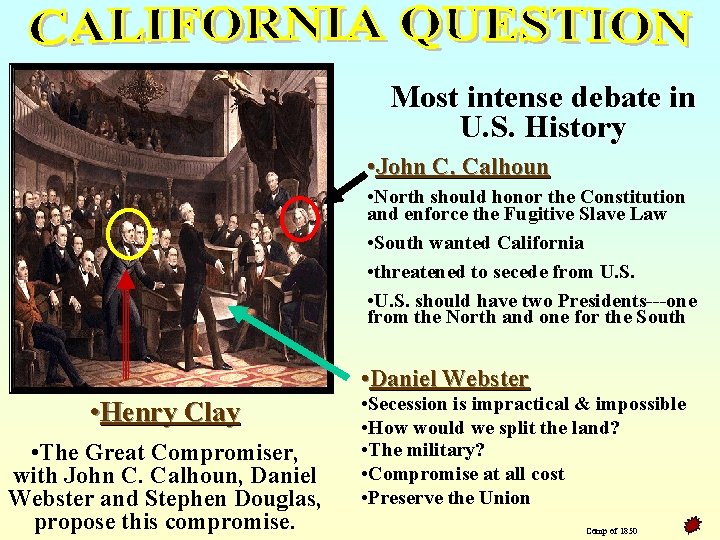 Most intense debate in U. S. History • John C. Calhoun • North should