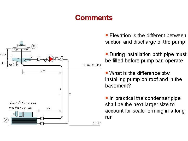 Comments § Elevation is the different between suction and discharge of the pump §