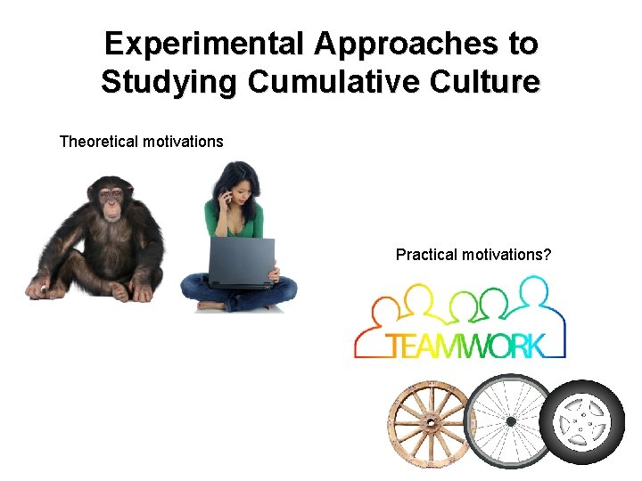 Experimental Approaches to Studying Cumulative Culture Theoretical motivations Practical motivations? 