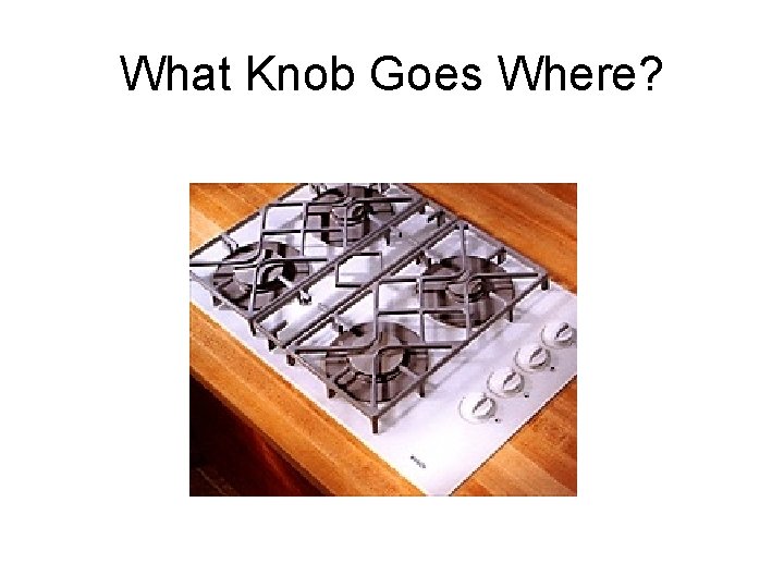 What Knob Goes Where? What Knob Goes Where?