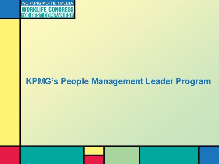 KPMG’s People Management Leader Program 