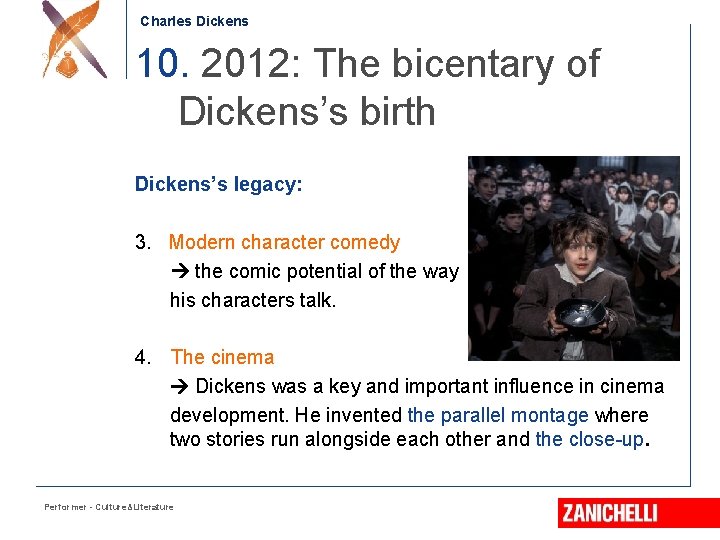 Charles Dickens 10. 2012: The bicentary of Dickens’s birth Dickens’s legacy: 3. Modern character
