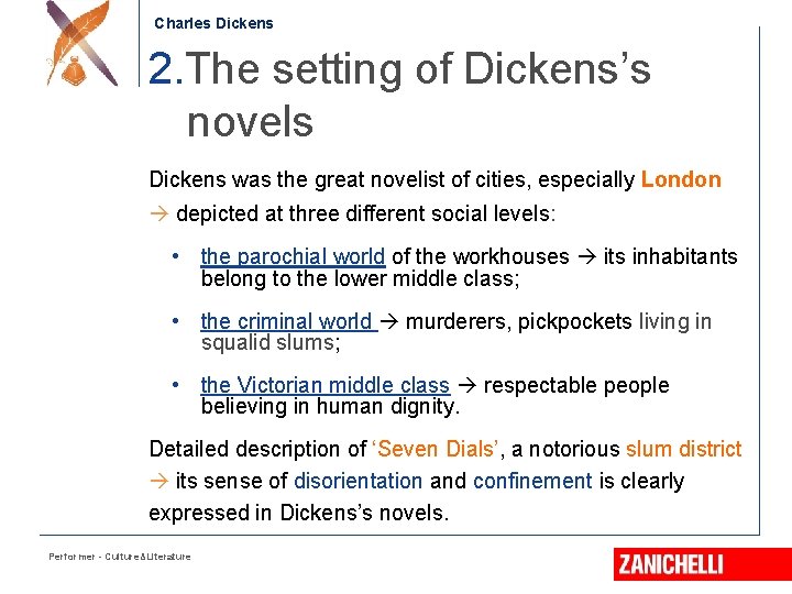 Charles Dickens 2. The setting of Dickens’s novels Dickens was the great novelist of