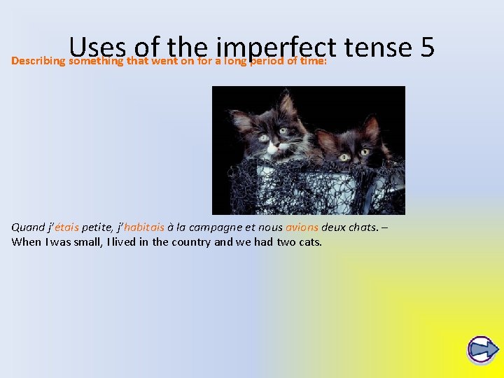 Uses of the imperfect tense 5 Describing something that went on for a long Uses of the imperfect tense 5 Describing something that went on for a long