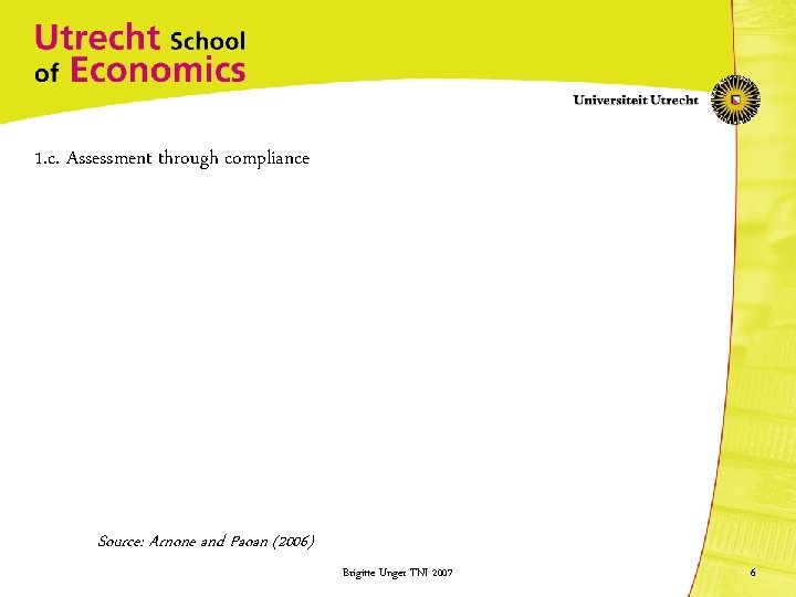 1. c. Assessment through compliance Source: Arnone and Paoan (2006) Brigitte Unger TNI 2007