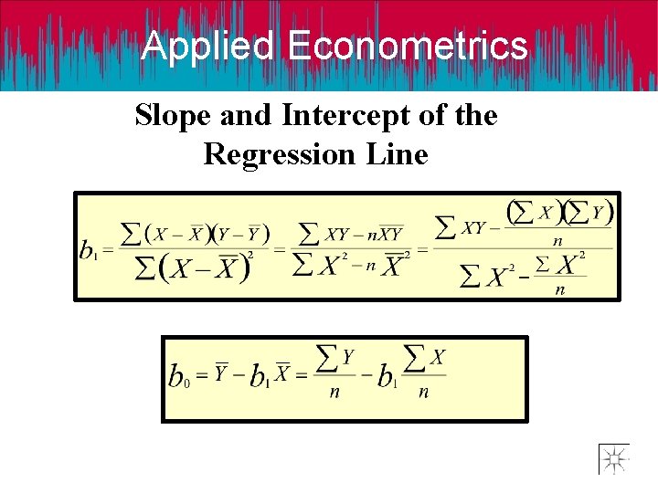 Applied Econometrics Slope and Intercept of the Regression Line 