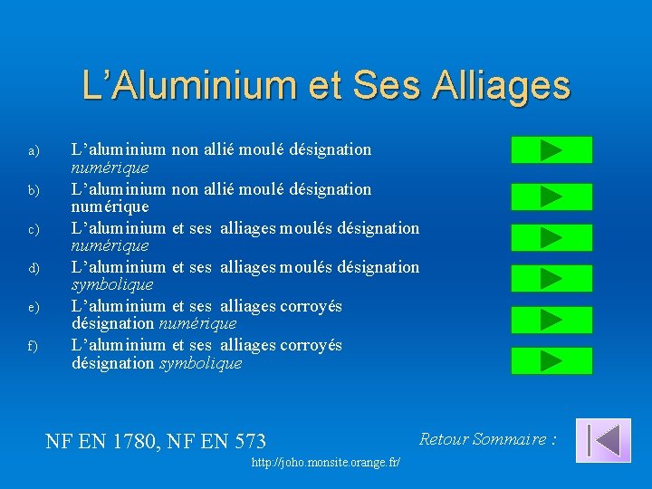 L’Aluminium et Ses Alliages a) b) c) d) e) f) L’aluminium non allié moulé