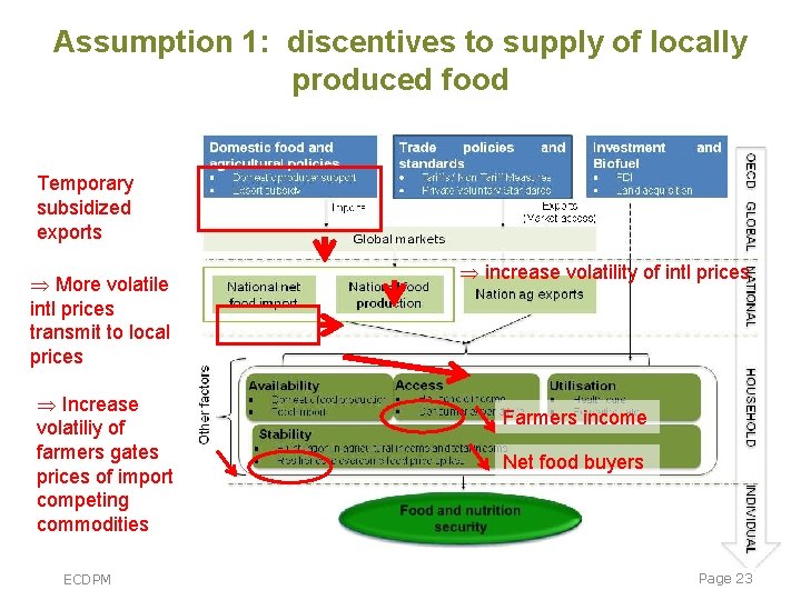 Assumption 1: discentives to supply of locally produced food Temporary subsidized exports Þ More Assumption 1: discentives to supply of locally produced food Temporary subsidized exports Þ More
