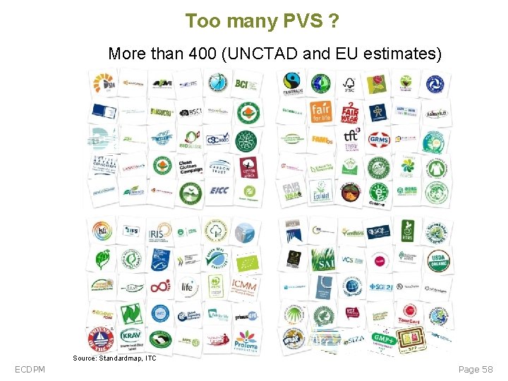 Too many PVS ? More than 400 (UNCTAD and EU estimates) Source: Standardmap, ITC Too many PVS ? More than 400 (UNCTAD and EU estimates) Source: Standardmap, ITC