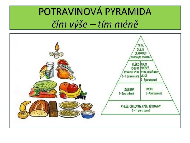 POTRAVINOVÁ PYRAMIDA čím výše – tím méně 