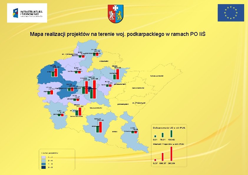 Mapa realizacji projektów na terenie woj. podkarpackiego w ramach PO IiŚ 