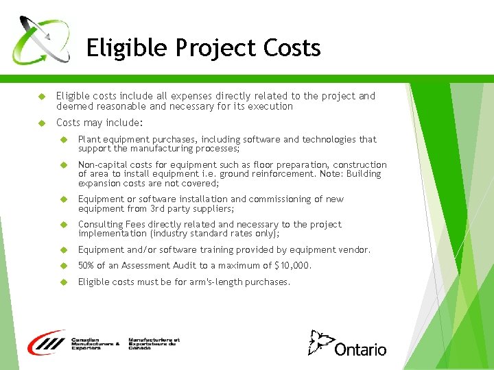 Eligible Project Costs Eligible costs include all expenses directly related to the project and