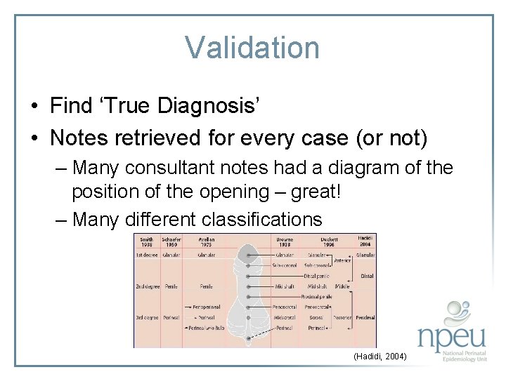 Validation • Find ‘True Diagnosis’ • Notes retrieved for every case (or not) –