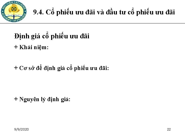 9. 4. Cổ phiếu ưu đãi và đầu tư cổ phiếu ưu đãi Định